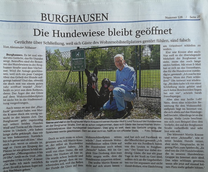 Pressebericht in der Passauer Neuen Presse (Burghauser Anzeiger) vom 7. Juni 2021
